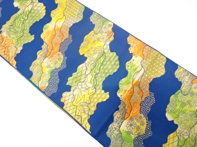 道長取りに花・古典柄織り出し名古屋帯